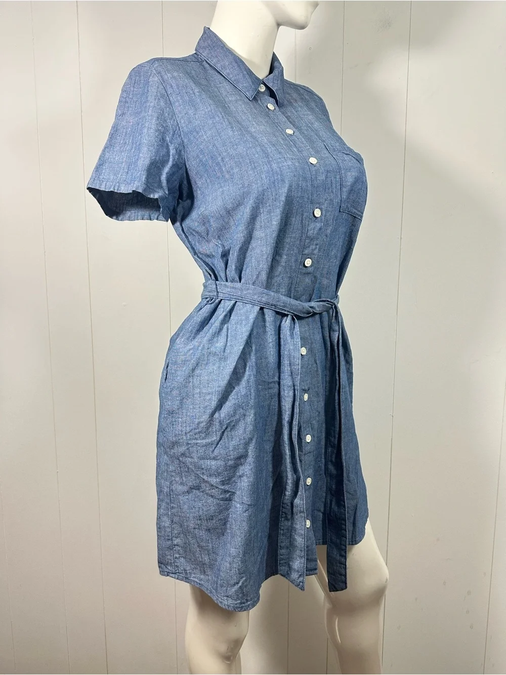 J crew Size 6 Denim Shirt Dress Womens Short Sleeve Button Down Belted Casual